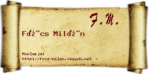 Föcs Milán névjegykártya